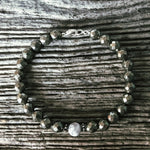 Bracelet Pyrite + Howlite + Argent massif