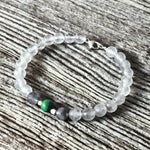 Bracelet Quartz nuage + Turquoise verte + Argent massif