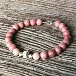 Bracelet Rhodonite + Argent massif