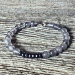 Bracelet Quartz gris fumé + Hématite